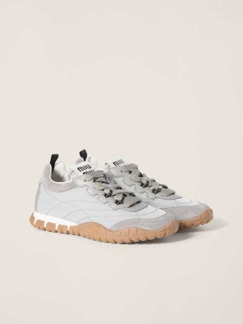 Tyre technical fabric and suede sneakers