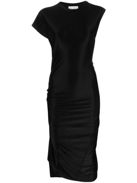 asymmetric draped midi dress