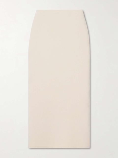 Hodette stretch-knit midi skirt Ecru