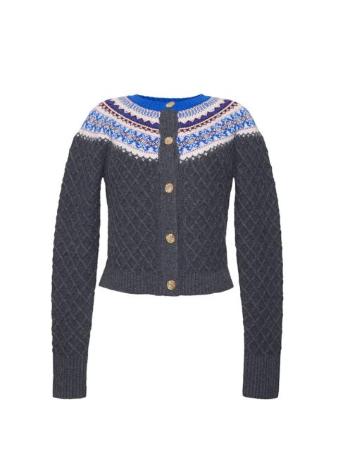 Thomas Cardigan
Fair Isle Meets City Cool in This Pop-Trimmed Classic