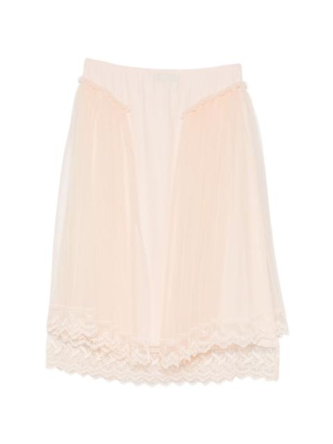 lace-trim hip-detail midi skirt