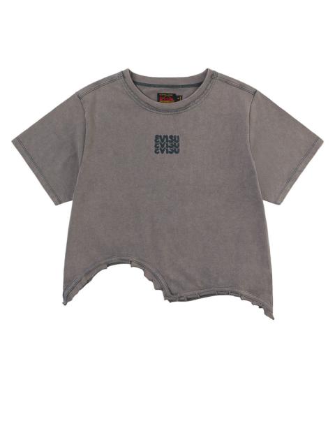Logo Print and Distressed Detail Fashion Fit T-Shirt