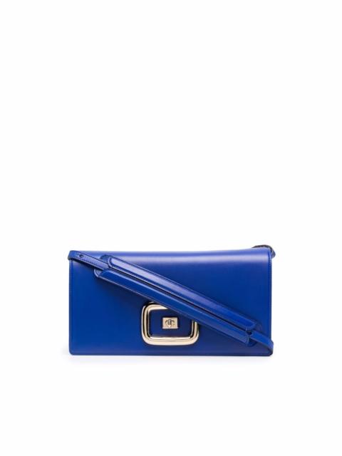 embossed-logo leather shoulder bag