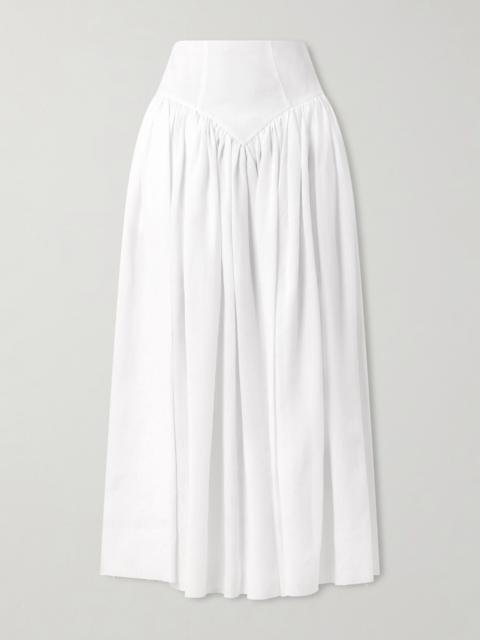 Juniper Frayed Paneled Linen Midi Skirt