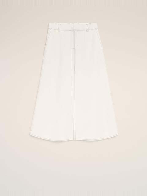 WHITE COTTON LONG TRAPEZE SKIRT