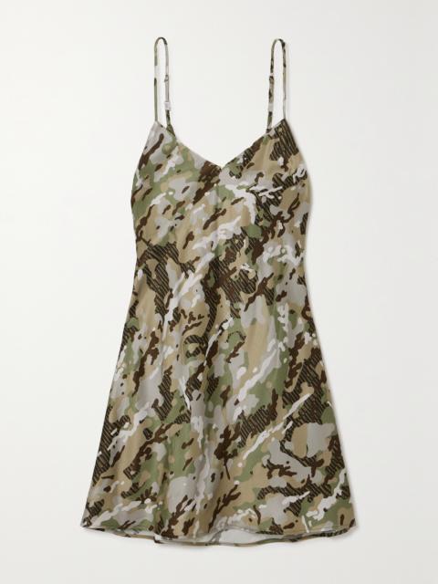Camouflage-print Satin Mini Dress