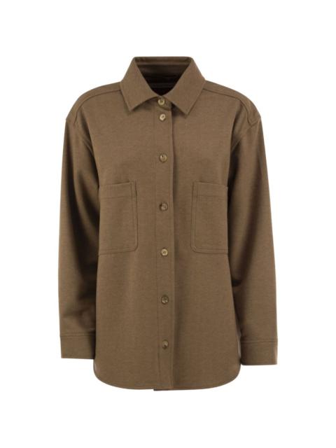 herringbone-weave patch-pocket shirt jacket