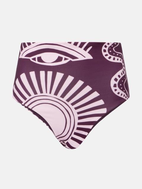 Elisa printed high-rise bikini bottoms