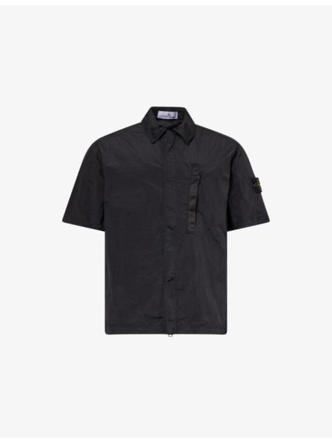 Classic-Collar Zip-Pocket Woven Shirt