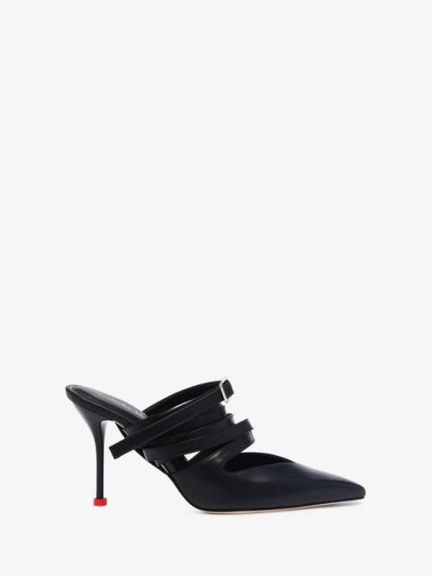Women's Strappy Mule in Black/lust Red