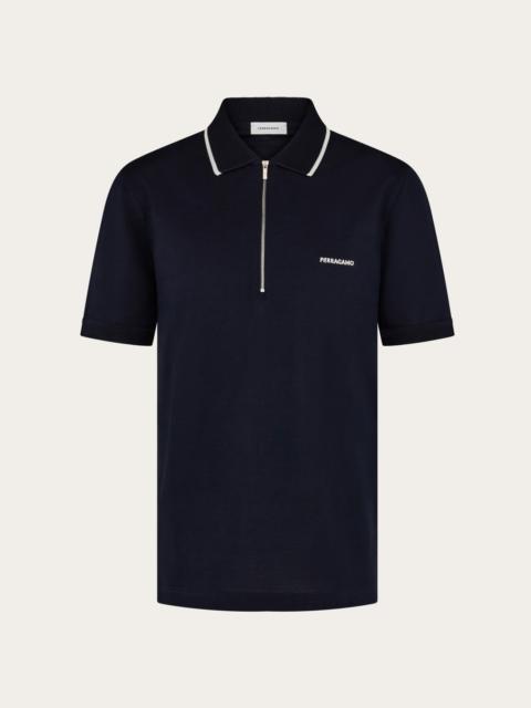 Cotton polo shirt with zip closure
