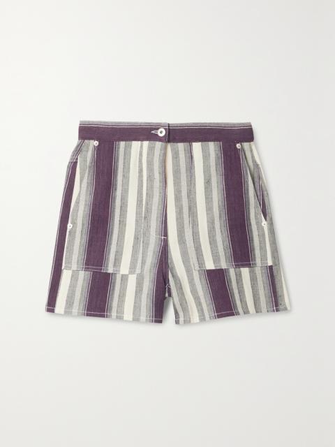 + Paula's Ibiza Striped Linen And Cotton-blend Shorts
