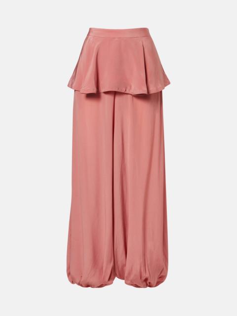 Solid Peplum balloon pants