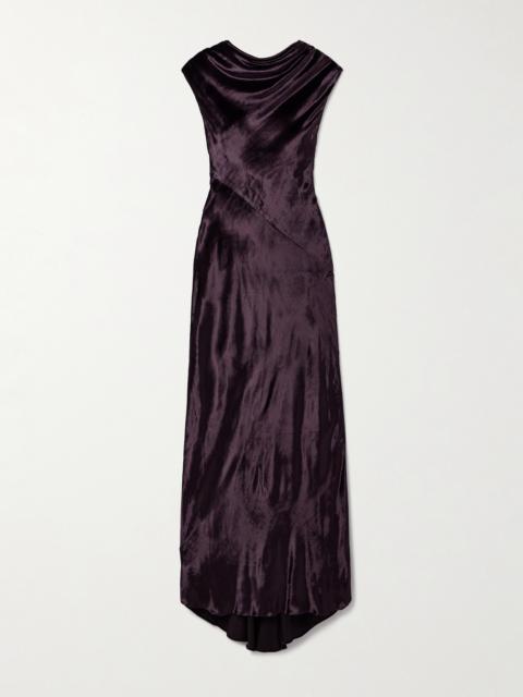 Back To You Open-back Draped Velvet Gown