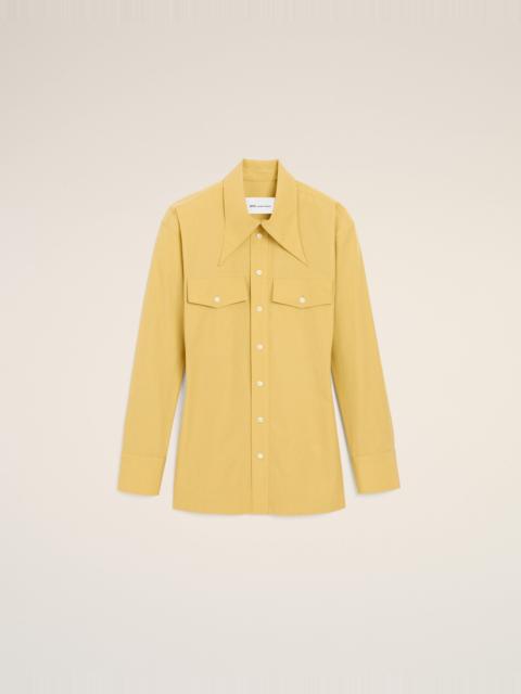 YELLOW COTTON SHARP COLLAR FITTED SHIRT