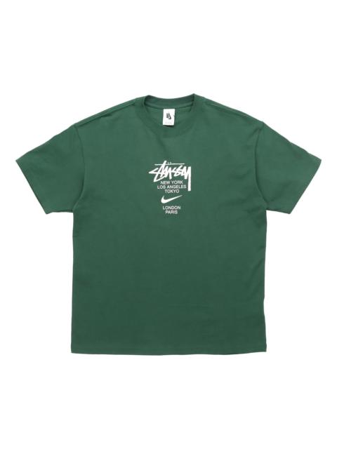 Stussy x Nike Crossover Alphabet Printing Round Neck Short Sleeve Unisex Green DD3343-341