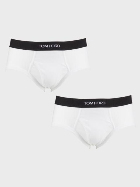 Men's 2-Pack Solid Jersey Logo-Waist Briefs