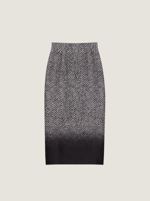 MIDI PENCIL SKIRT IN WOOL SILK HERRINGBONE