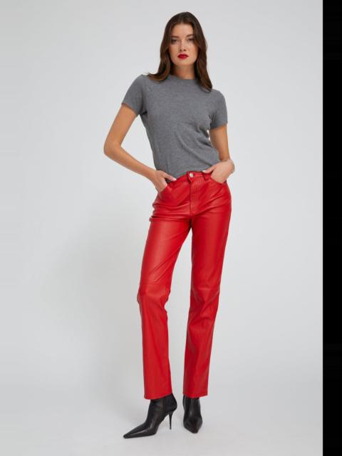 RED LEATHER 5 POCKET SLIM STRAIGHT