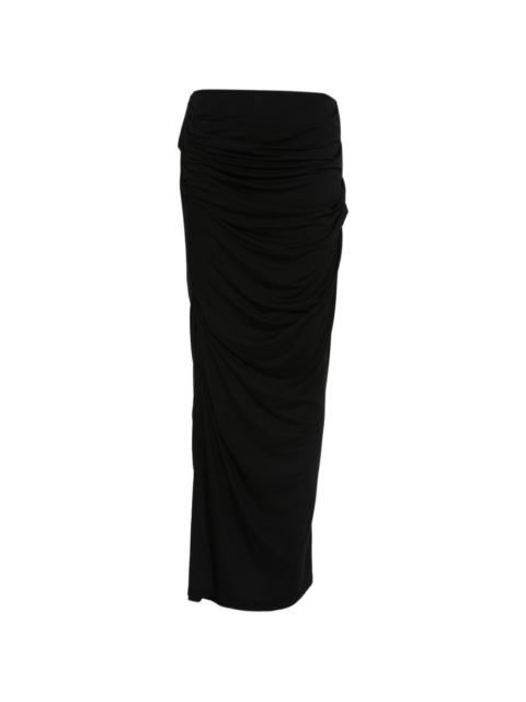 ruched maxi skirt