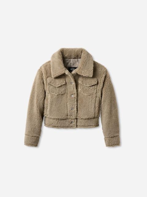 ® Women's Frankie Short Trucker Jacket Fleece in Cobble Grey