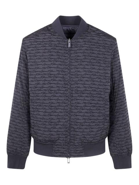 script-print bomber jacket