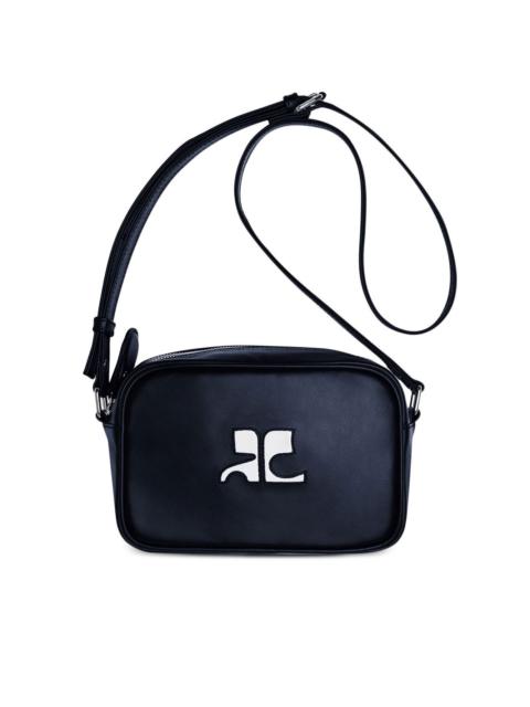 logo leather camera bag