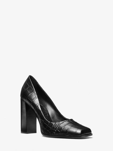 Jeanne Crocodile Embossed Leather Pump