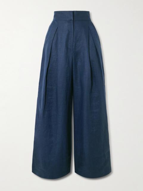 Desperte Pleated Linen Wide-leg Pants