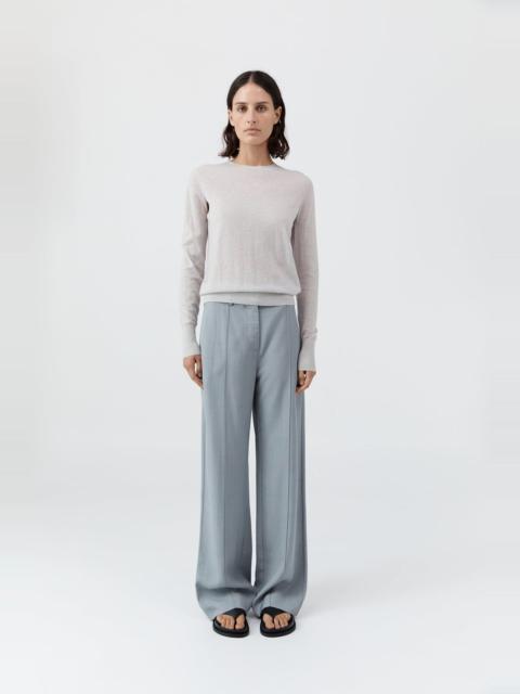 Merino Wool Slit Sleeve Sweater - Light Grey Marle