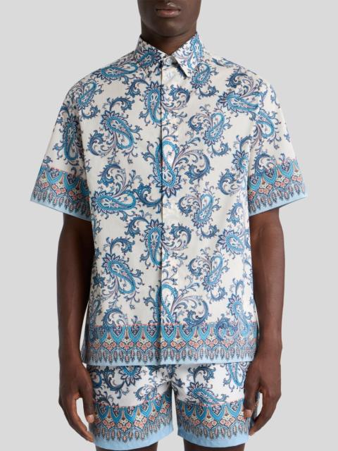 OVERSIZED SHIRT IN COTTON MUSLIN WITH FLORAL PAISLEY MOTIF