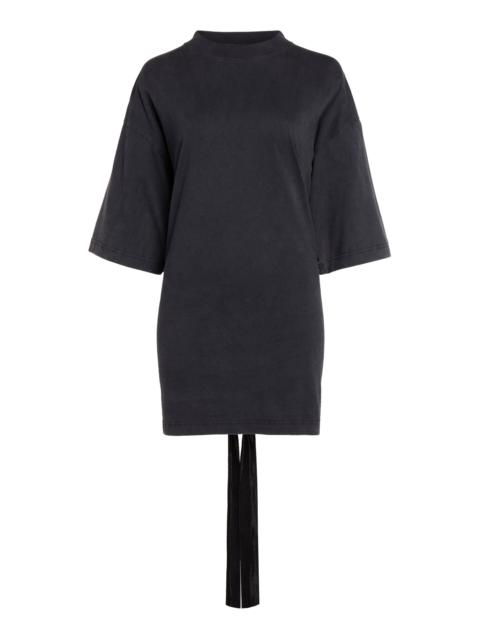 Lace-Up Washed-Jersey T-Shirt black