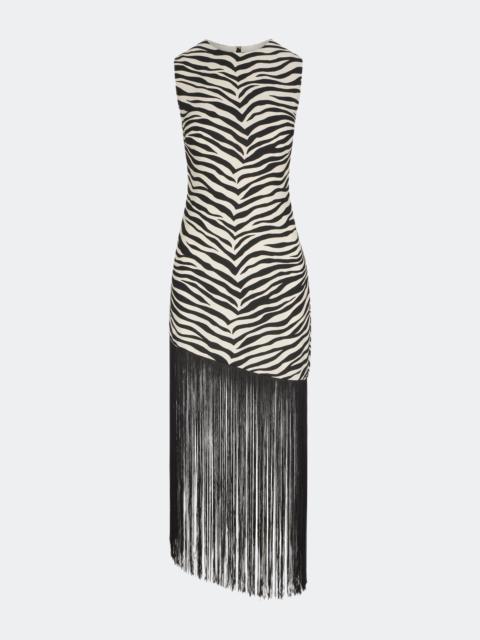 Casablanca Fringe Dress in Zebra Print
