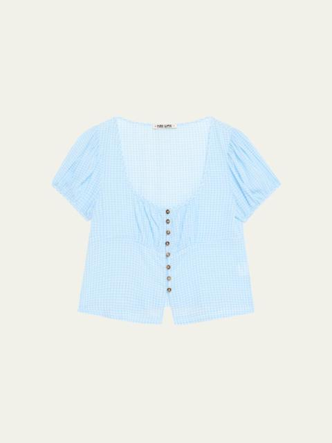 Risi Gingham Button-Front Top