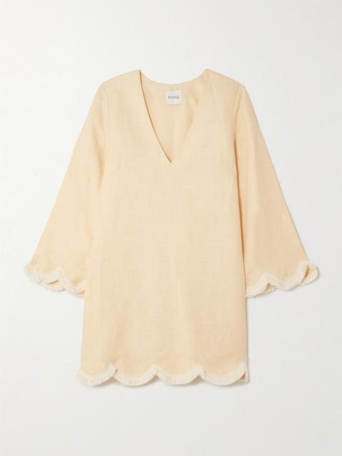 Essie Fringed Linen Mini Dress