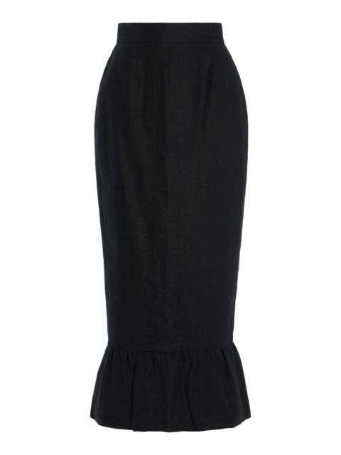 Matilda Linen Column Maxi Skirt black