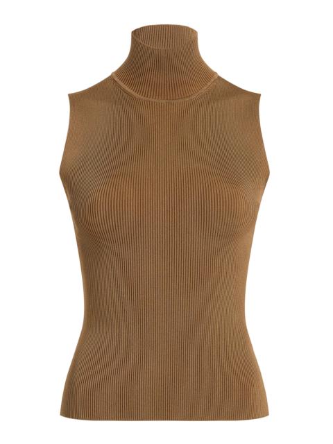 Benita Ribbed-Knit Turtleneck Top brown