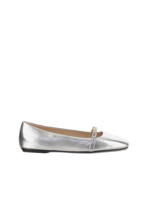 chain-embellished ballet flats