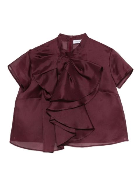 bow-detailed silk top