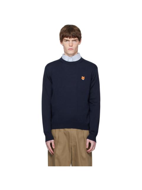 Navy Bold Fox Head Patch Regular Sweater
