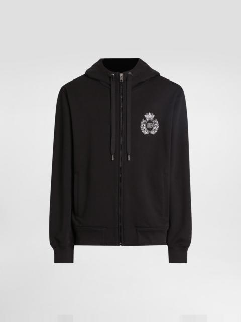 Cotton hoodie heraldic patch