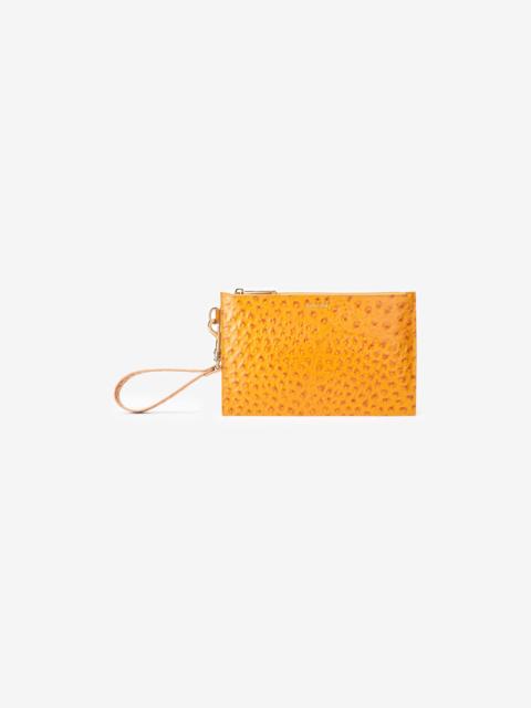 Ochre Clutch in Ostrich-Effect Leather
