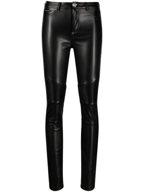 ribbed-knee high-waist leggings