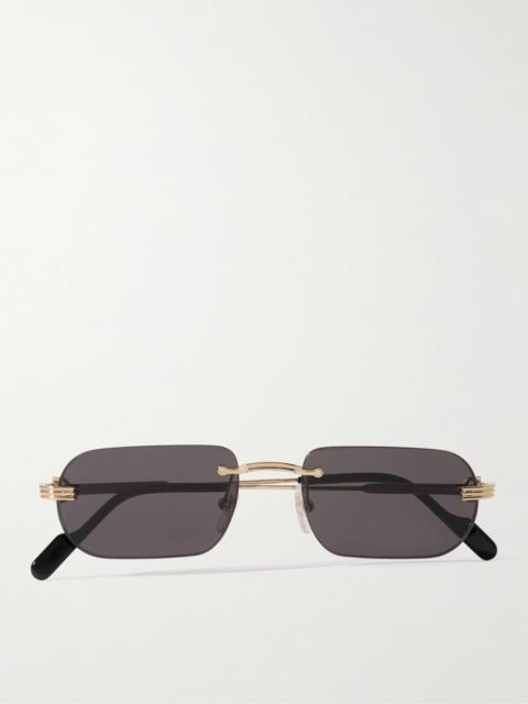 Première De Cartier Rimless Rectangle-frame Gold-tone Sunglasses