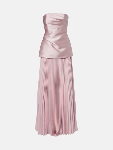 Claudette satin-trimmed bustier gown