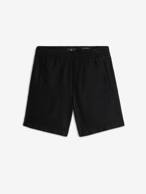 Linen Blend Jogger Short in Black