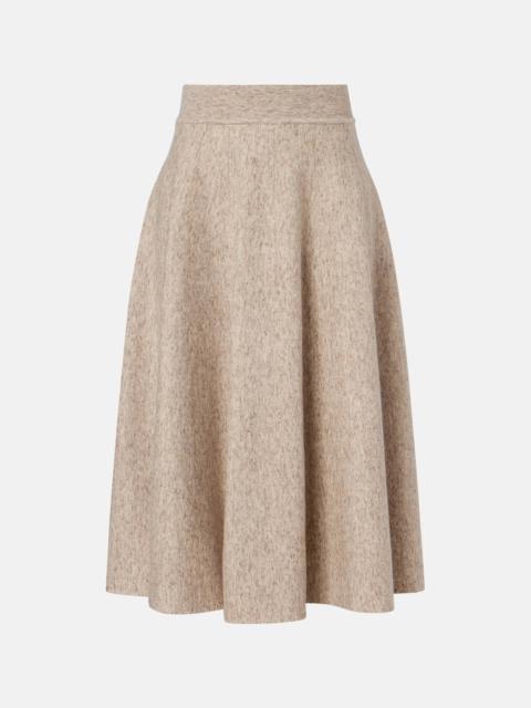 Cashmere, wool, and linen midi skirt
