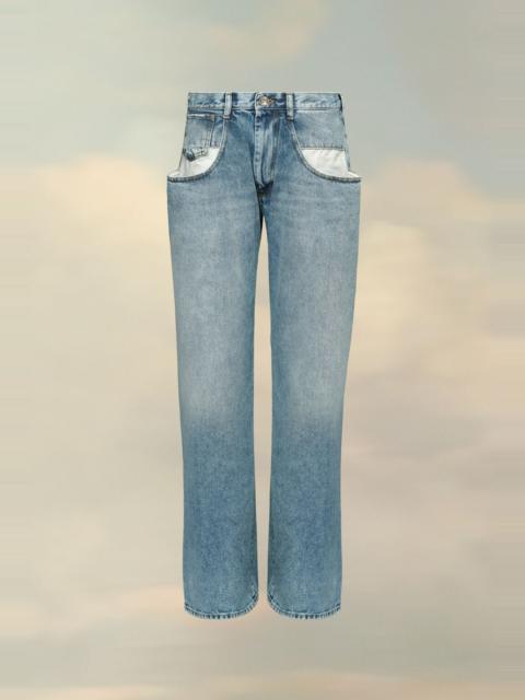 Straight Jeans with Contrasted Pockets Blue