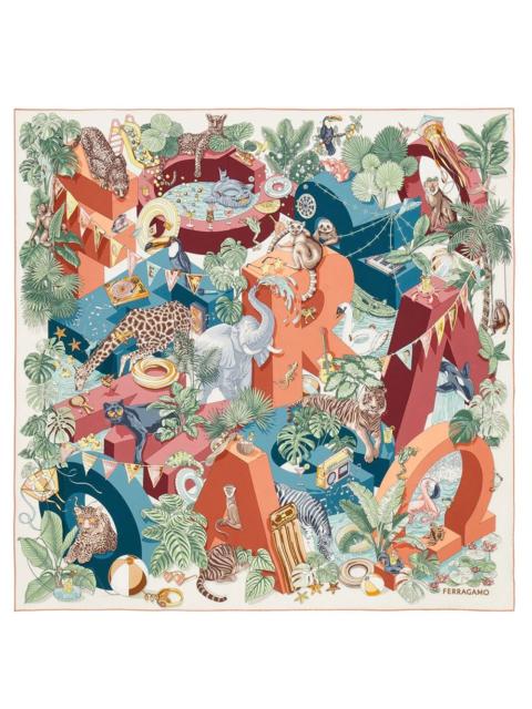 SILK SCARF JUNGLE PARTY PRINT