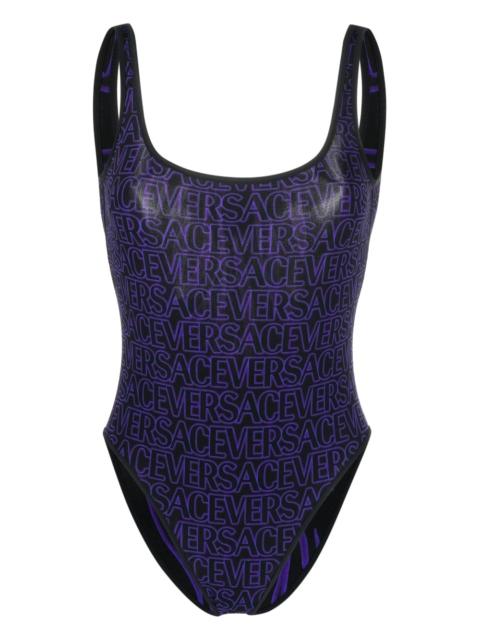 logo-print low-back reversible swimsuit